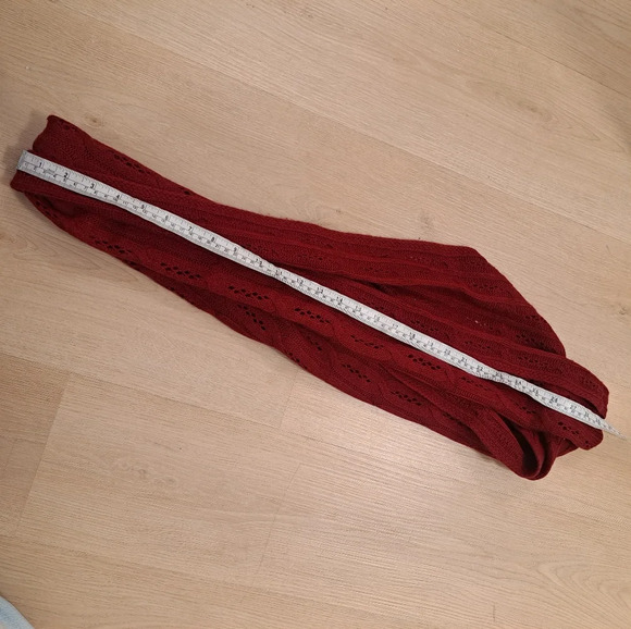 Celeste Knit Dark Red Wool Cashmere Blend Textured Warm Infinity Scarf - Picture 5 of 5
